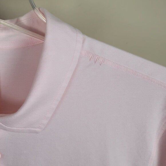 Lululemon Size L Evolution Short Sleeve Polo Oxford Strawberry Milkshake Pink - Picture 7 of 12